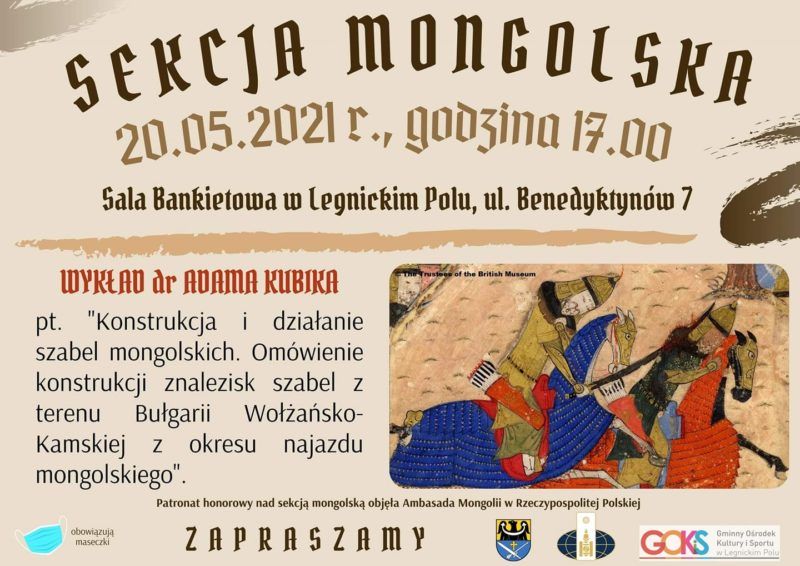 plakat dotyczący sekcji mongolskiej z informacjami na temat dnia godziny oraz miejsca wydarzenia